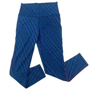Aerie Size L Blue Braided Print Chill Play Move Mid Rise Leggings